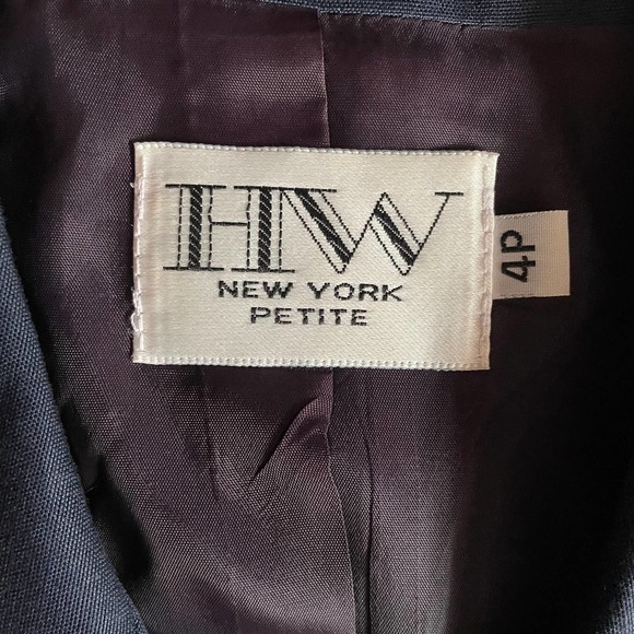 Hw New York Tailored Navy Blazer Size 4 Petite - Picture 5 of 8